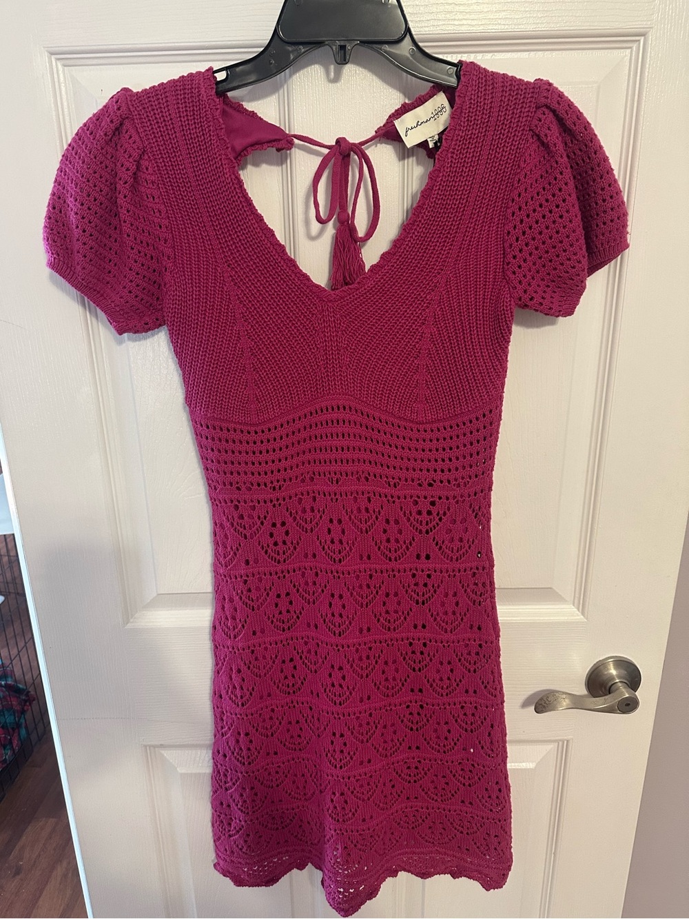 Freshman 1996 NWT Magenta Pink Crochet Mini Dress XS